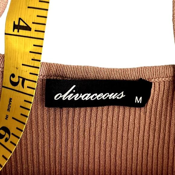 Olivaceous Slip Maxi Dress Women Medium Pink Ribbed Minimalistic Neutral Soft - Picture 3 of 6